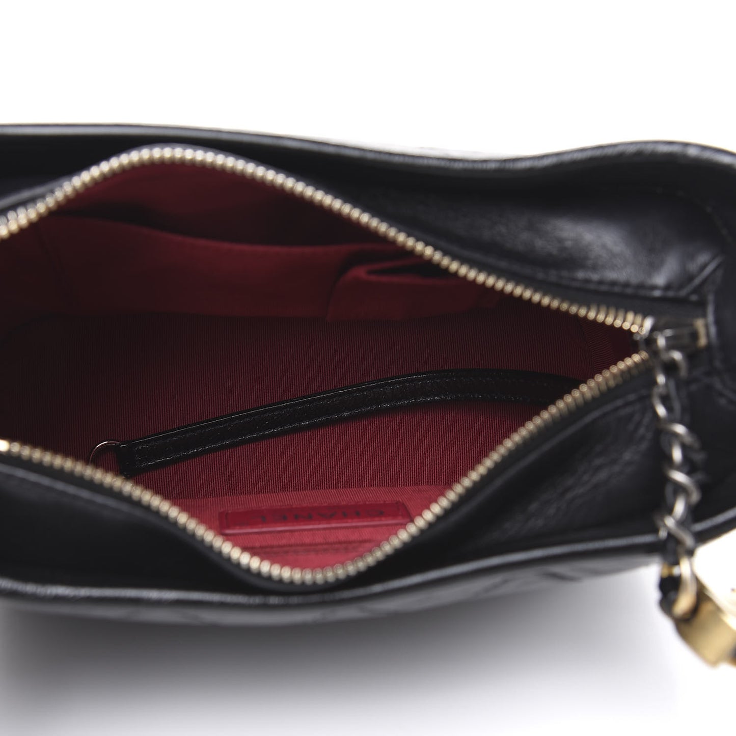Aged Calfskin Quilted Small Gabrielle Hobo Black