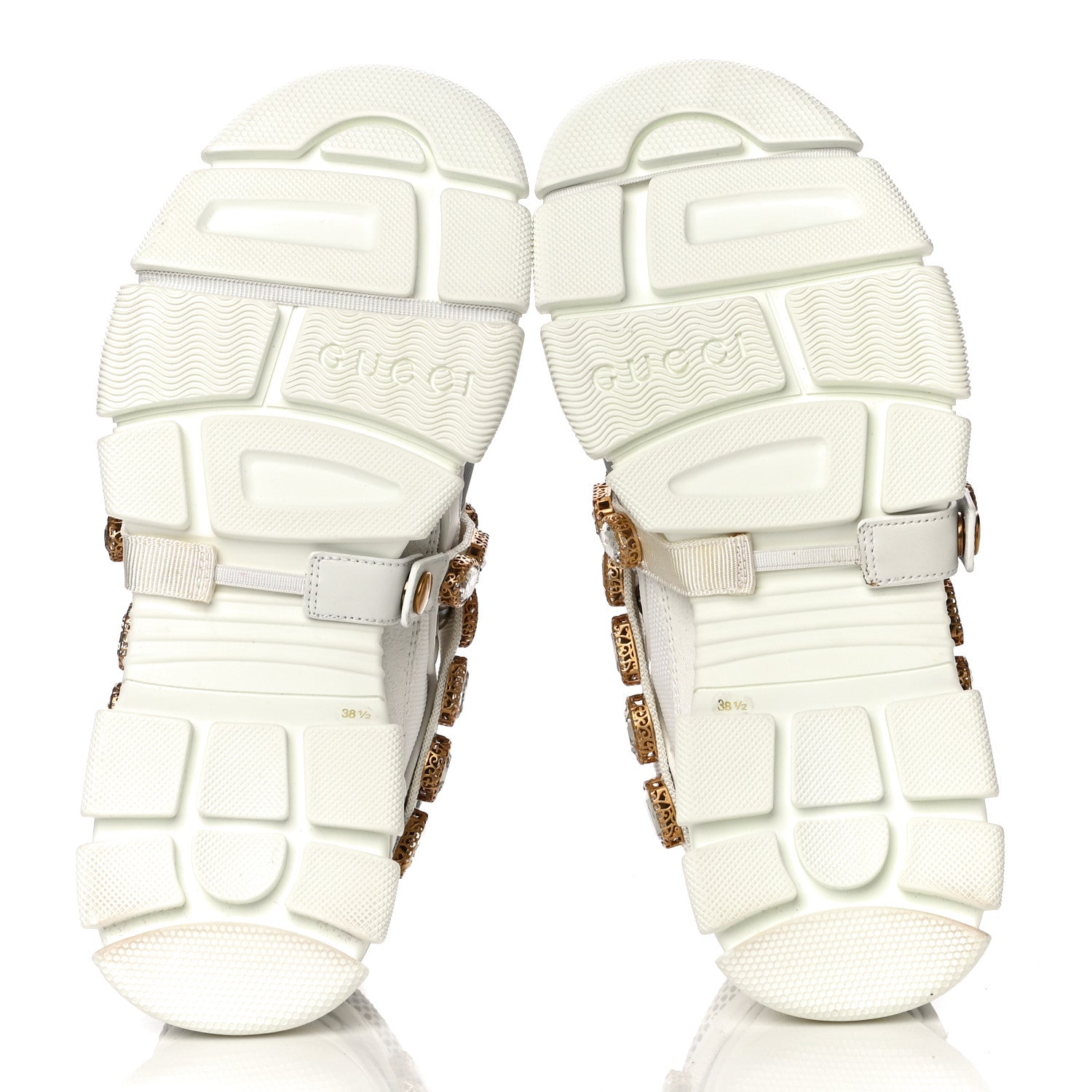 Gucci X SEGA Mesh Calfskin Suede Removable Crystals Womens Flashtrek Sneakers 38.5 Great White 8 of 15