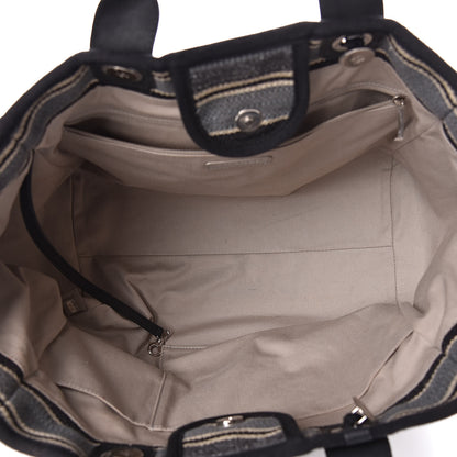 Chanel Striped Canvas Medium Deauville Tote Black 5 of 10