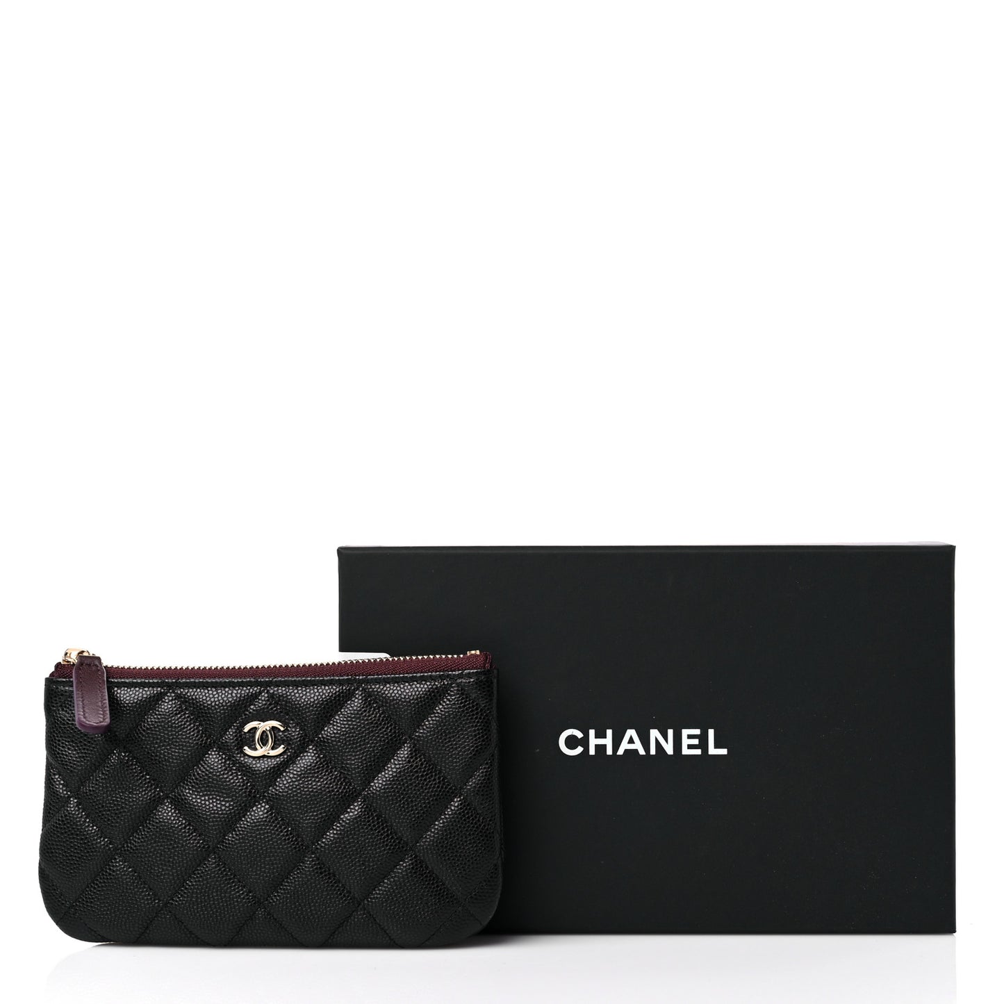 Lambskin Quilted Small Cosmetic Case Black