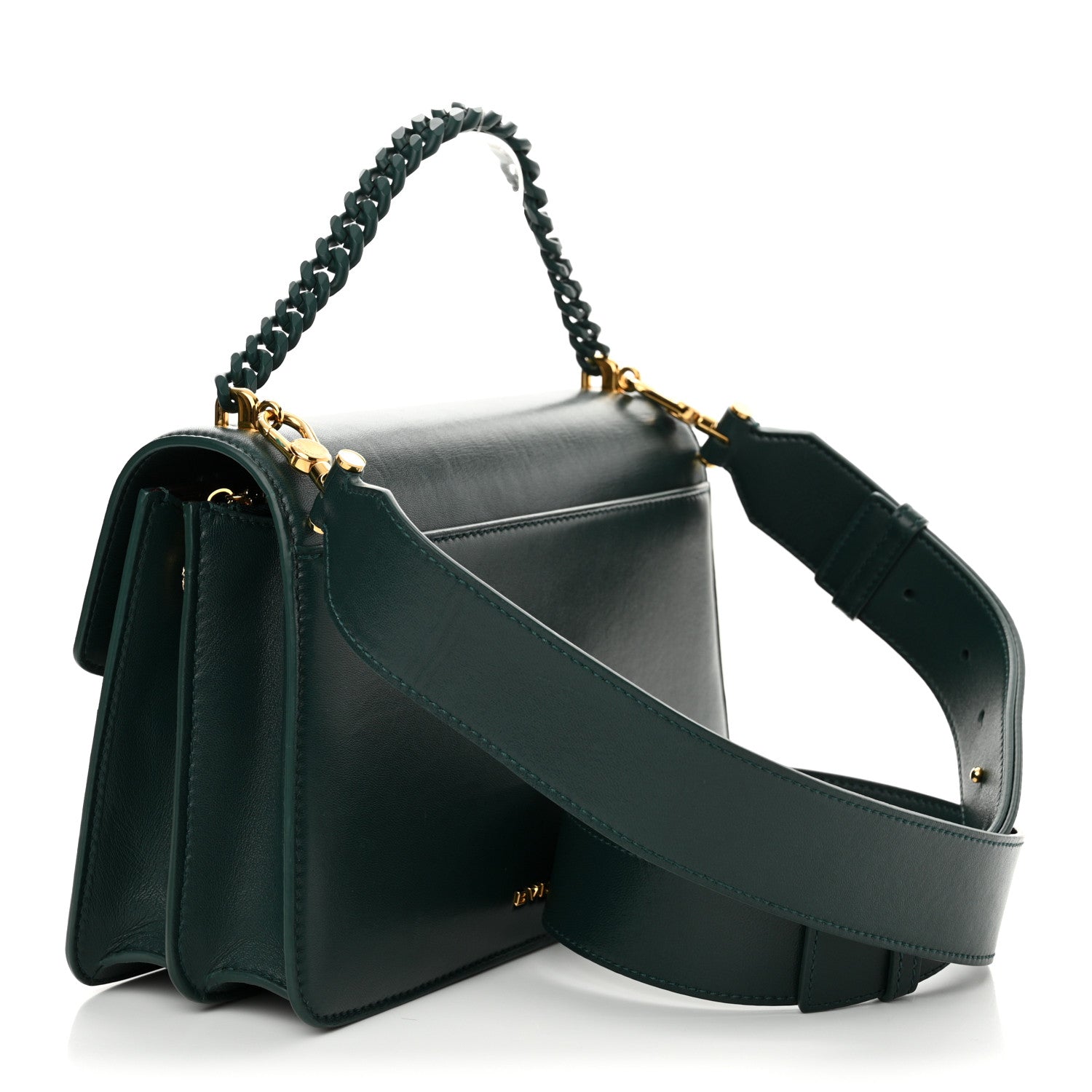 Bulgari Nappa Monochrome Serpenti Forever Large Maxi Chain Crossbody Bag Forest Emerald 4 of 11