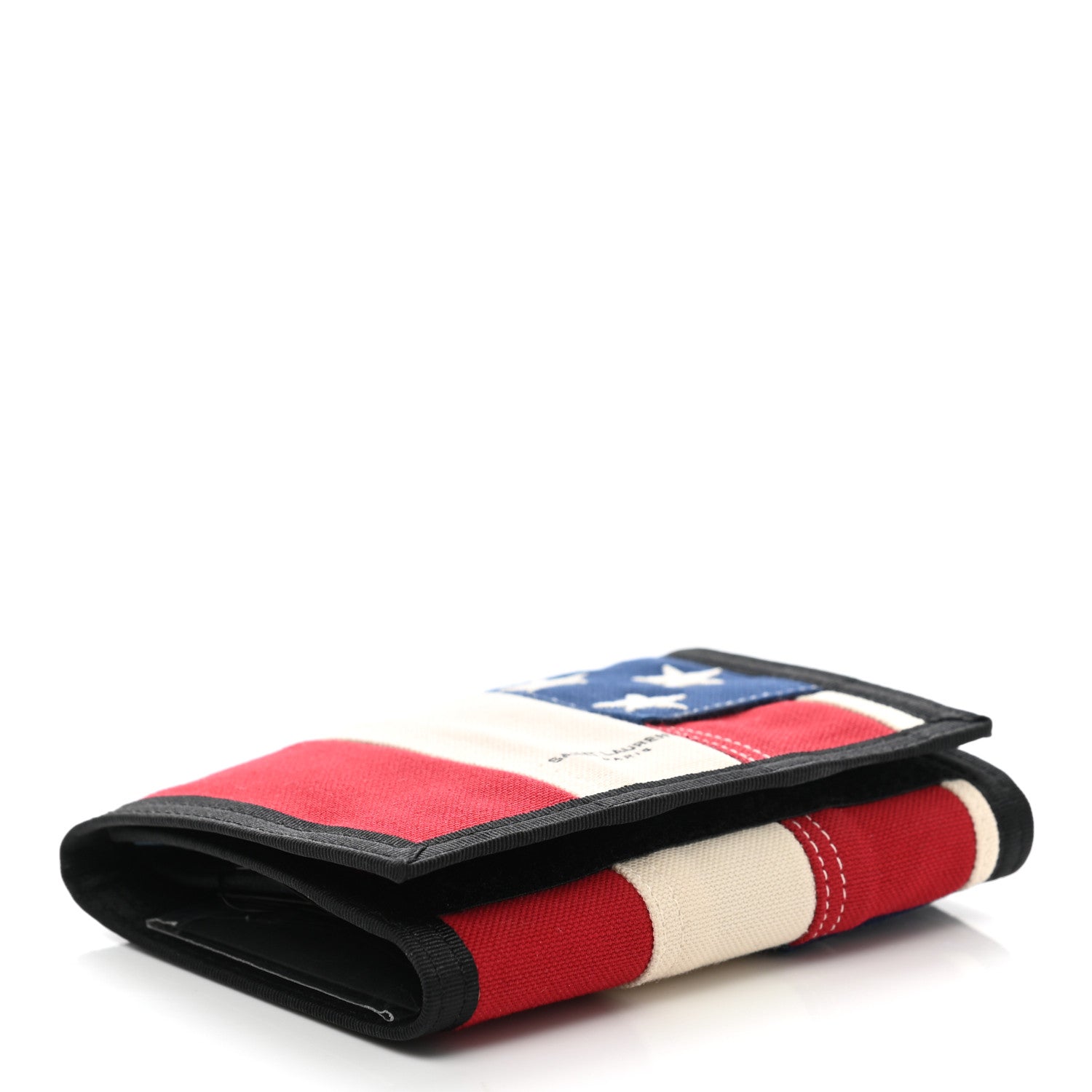 Saint Laurent Canvas American Flag Print Buffalo Compact Wallet 4 of 6