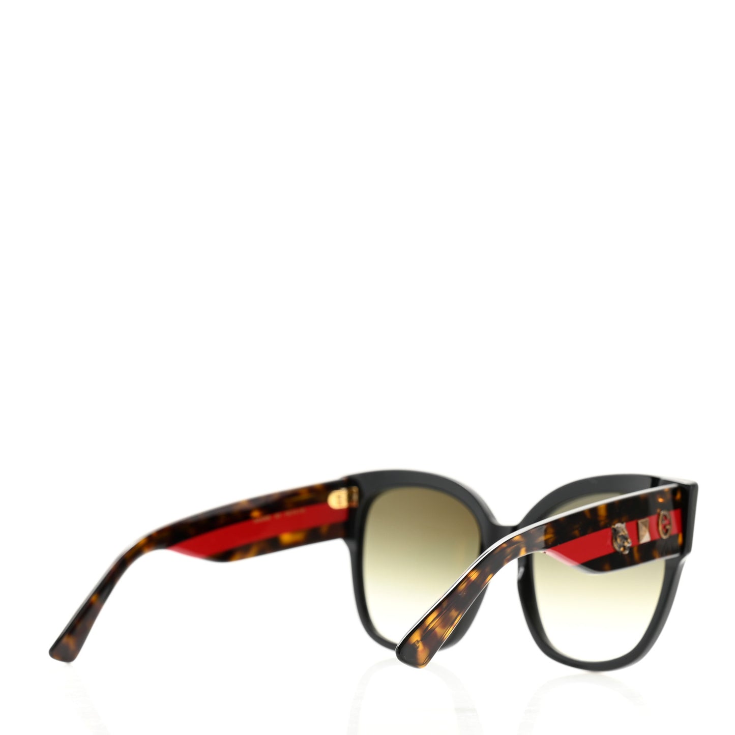 Acetate Square Frame Web Sunglasses GG0059S Black Tortoise