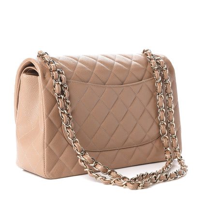Chanel Caviar Quilted Jumbo Double Flap Beige 3 of 11
