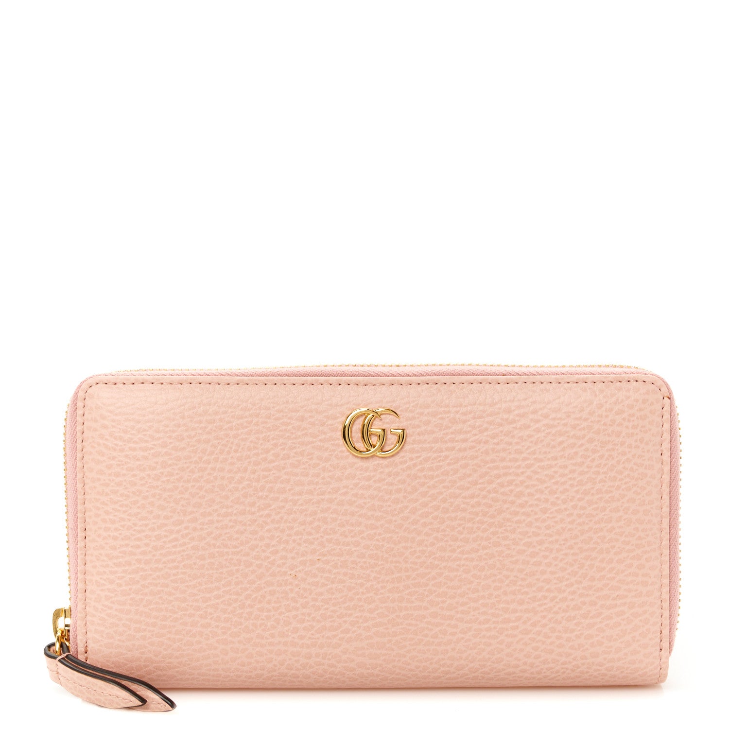 Gucci Dollar Calfskin GG Marmont Zip Around Wallet Perfect Pink 1 of 9
