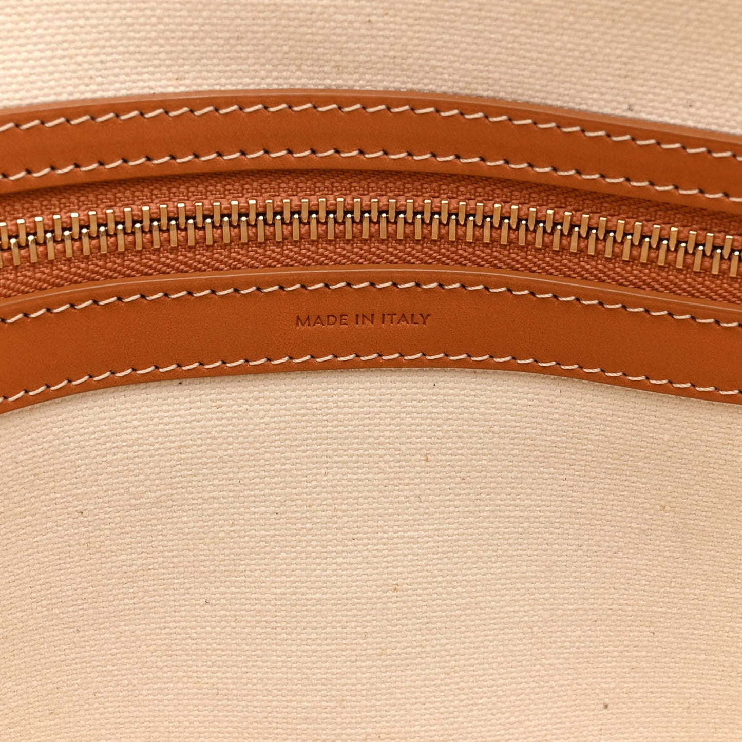 Canvas Calfskin Logo Print Horizontal Cabas Natural Tan