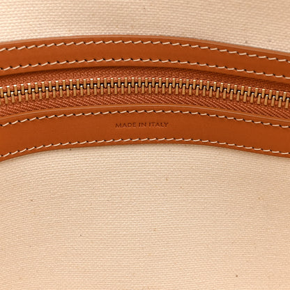 Celine Canvas Calfskin Logo Print Horizontal Cabas Natural Tan 6 of 11