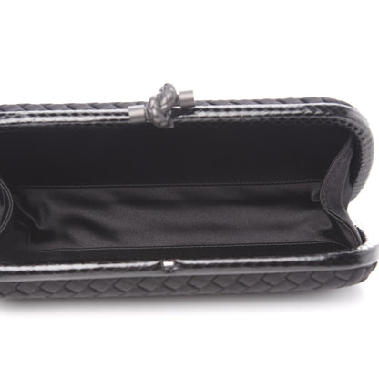 Bottega Veneta Satin Ayers Intreccio Impero Stretch Knot Clutch Black 4 of 8