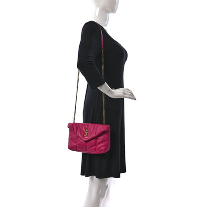 Saint Laurent Lambskin Quilted Toy Loulou Puffer Monogram Chain Satchel Bubblegum 2 of 8