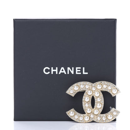 Chanel Pearl Crystal CC Brooch Gold 5 of 5