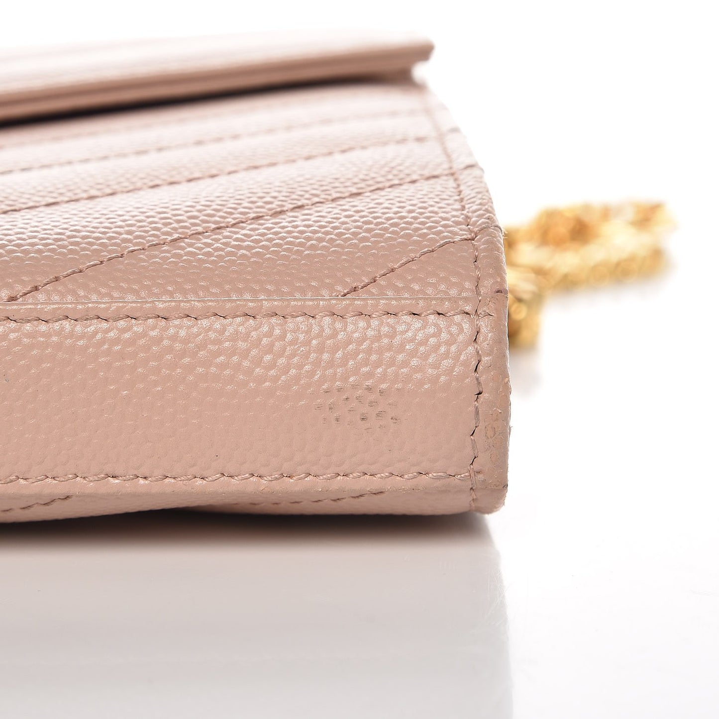 Grain De Poudre Matelasse Chevron Monogram Chain Wallet Pale Blush