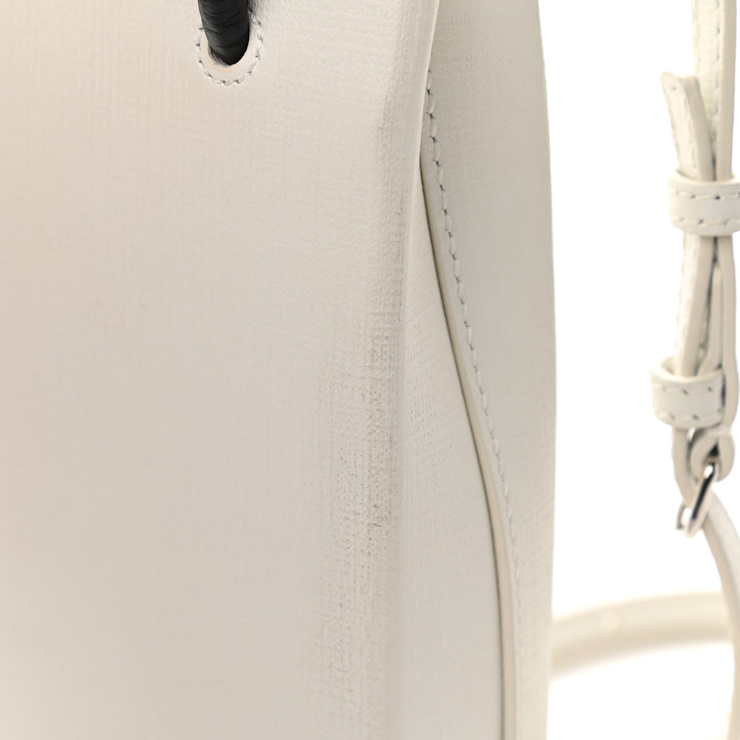 Squared Calfskin Logo Shopping Phone Holder Bag White