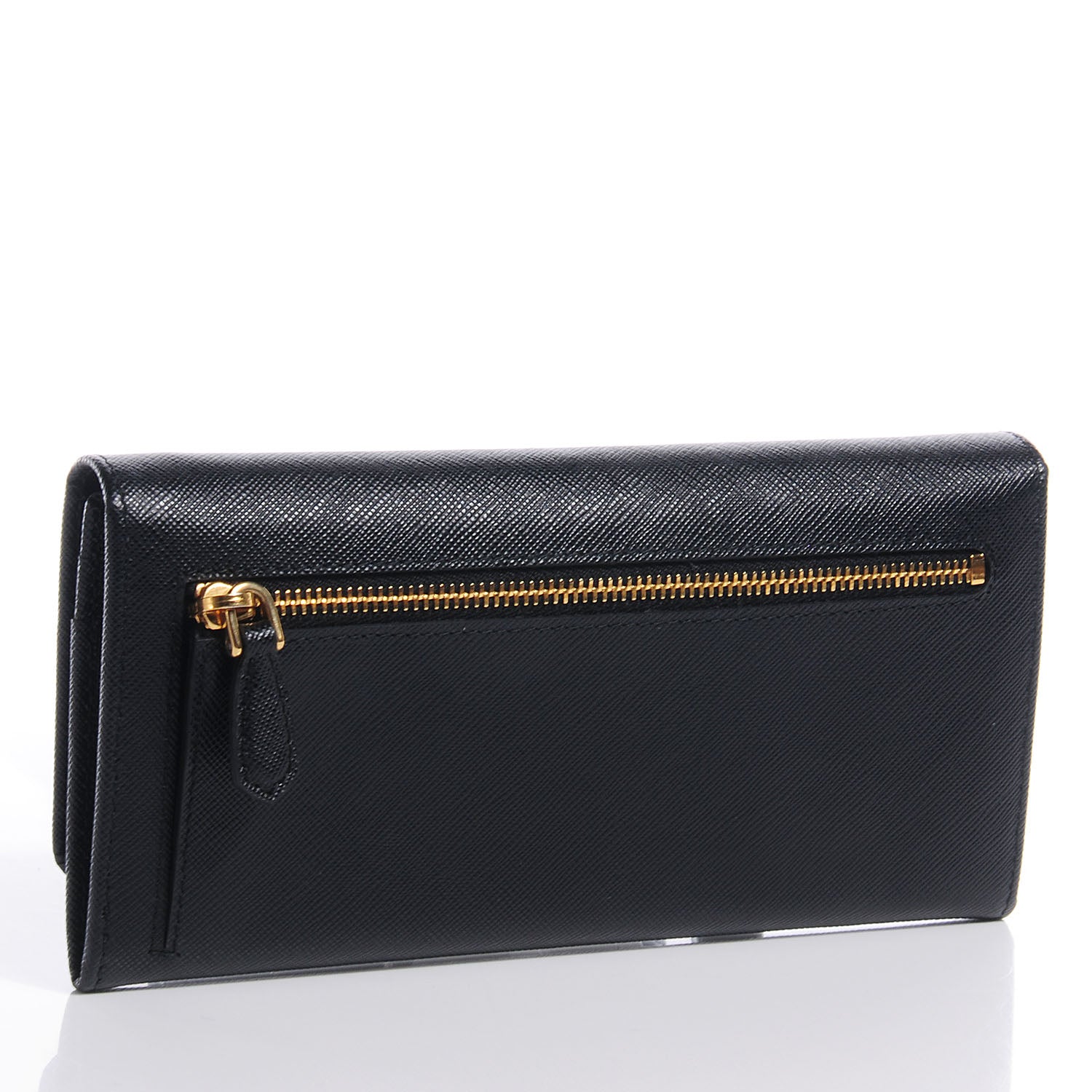 Prada Saffiano Metal Continental Wallet Nero Black 3 of 9