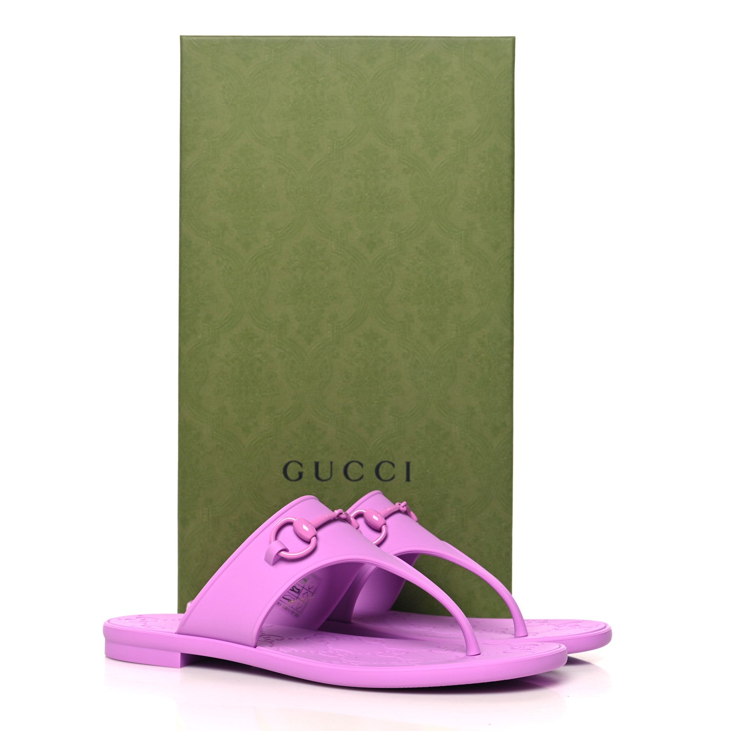 Gucci Rubber Womens Horsebit Thong Sandals 38 Candy Mousse 9 of 9