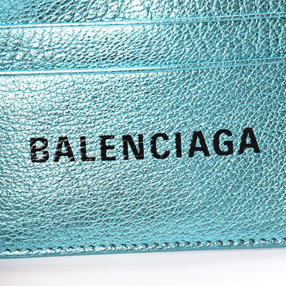 Balenciaga Metallic Goatskin Logo Everyday Multi Card Case Turquoise Black 9 of 9