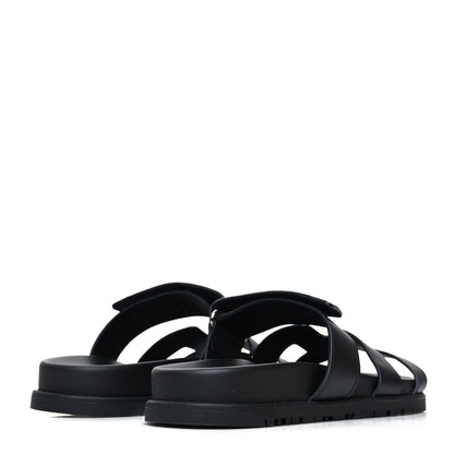 Hermes Calfskin Womens Chypre Sandals 36.5 Black 4 of 9