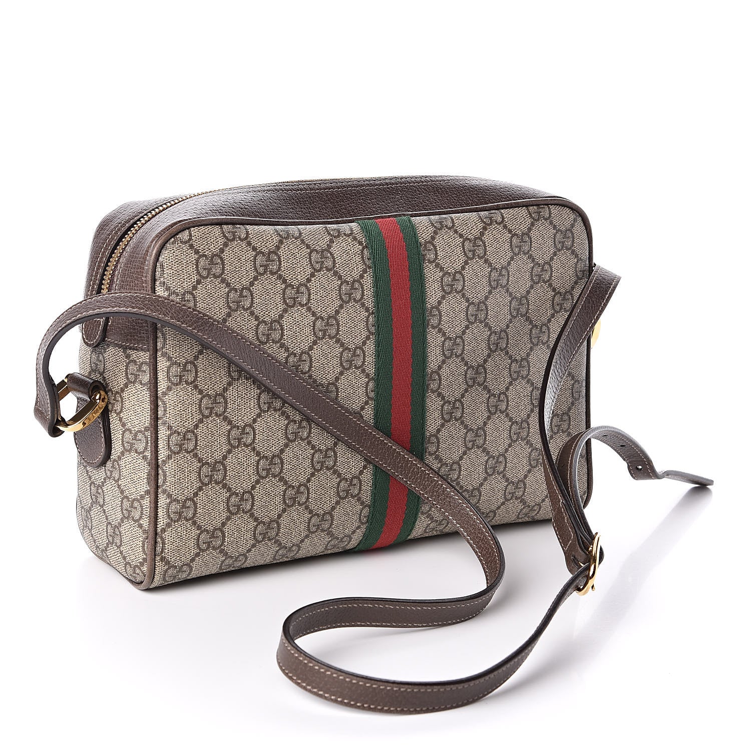 Gucci GG Supreme Monogram Web Small Ophidia Shoulder Bag Brown 3 of 10
