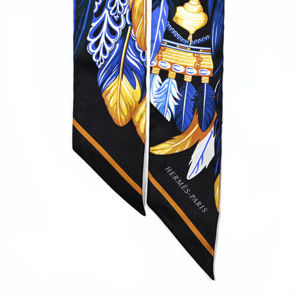 Hermes Silk La Danse Pacifique Twilly Bleu Nuit Jaune Vif 2 of 4