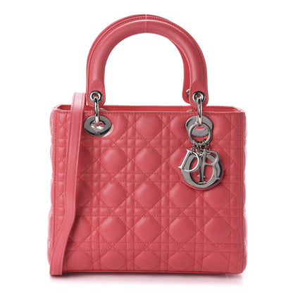 Christian Dior Lambskin Cannage Medium Lady Dior Coral 1 of 13