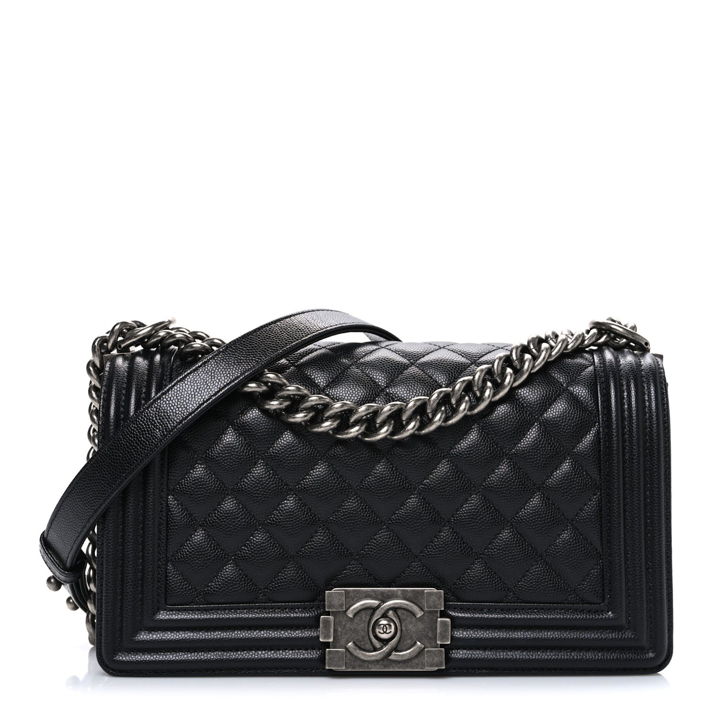 Caviar Quilted Medium Boy Flap Black