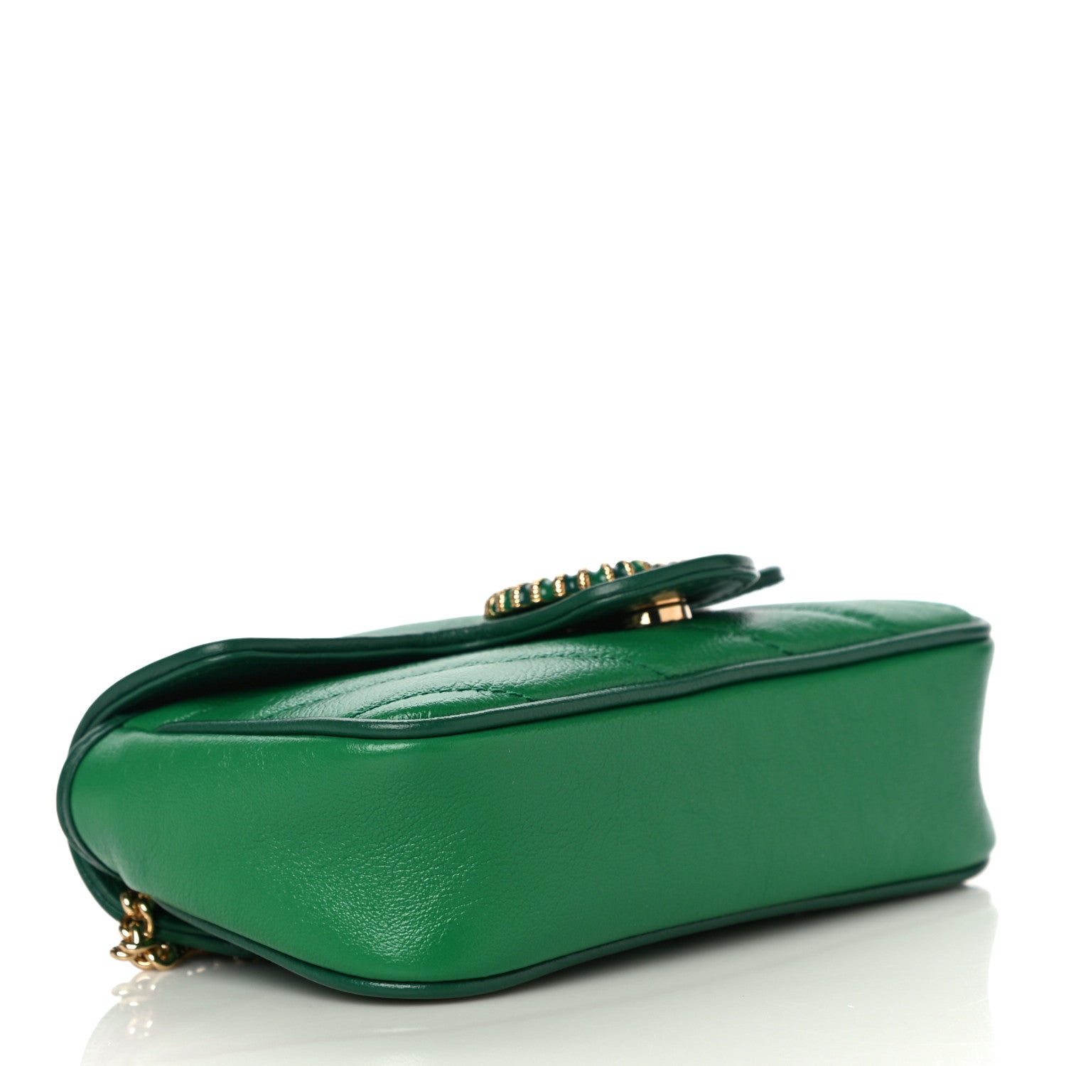 Gucci Azalea Calfskin Enamel Matelasse Diagonal Super Mini Torchon GG Marmont Shoulder Bag New Shamarock Emerald 4 of 11