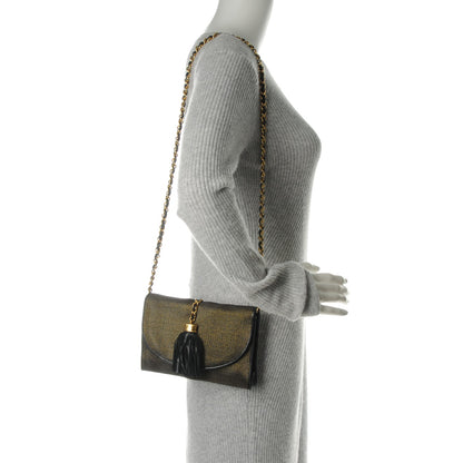 Chanel Tassel Clutch With Chain Black Gold 2 of 7