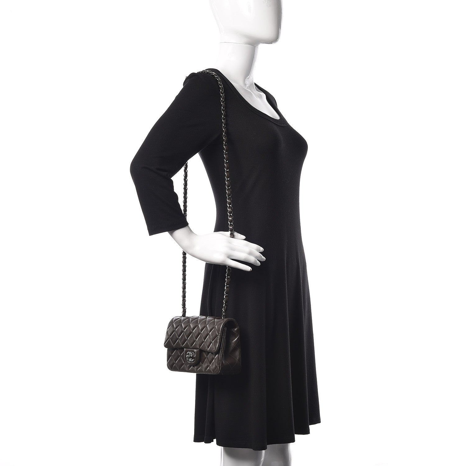 Chanel Lambskin Quilted Mini Rectangular Flap Dark Brown 2 of 17