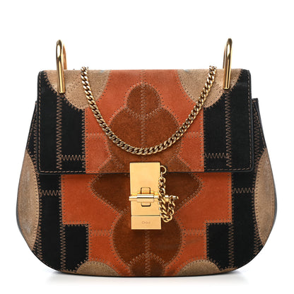 Chloe Suede Calfskin Patchwork Drew Shoulder Bag Black 1 of 9