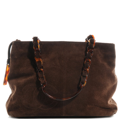 Chanel Suede Bekko Chain CC Shopping Tote Dark Brown 1 of 7