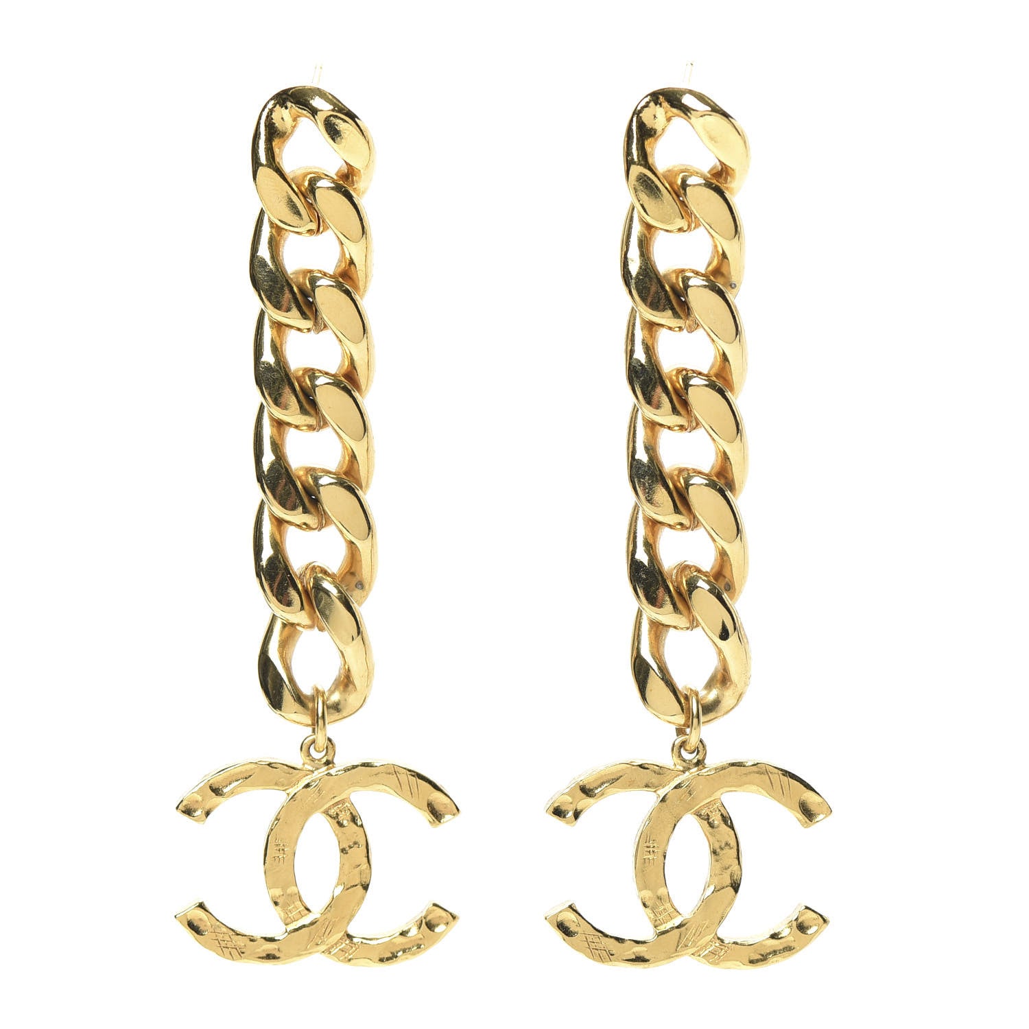 Chanel Metal CC Pick Drop Earrings Gold 1 of 5