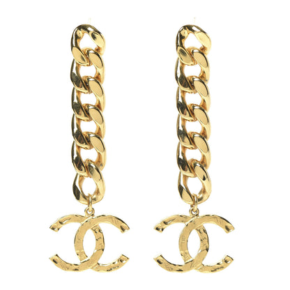 Chanel Metal CC Pick Drop Earrings Gold 1 of 5