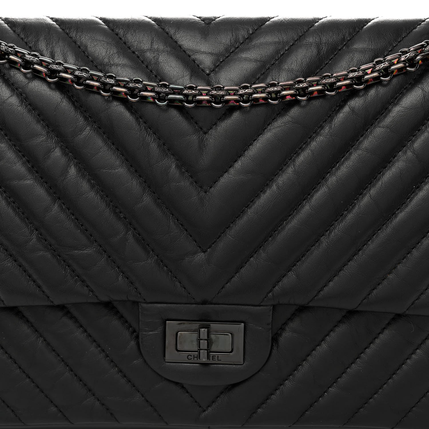 Chanel Aged Calfskin Chevron Quilted 2.55 Reissue 226 So Black 8 of 10