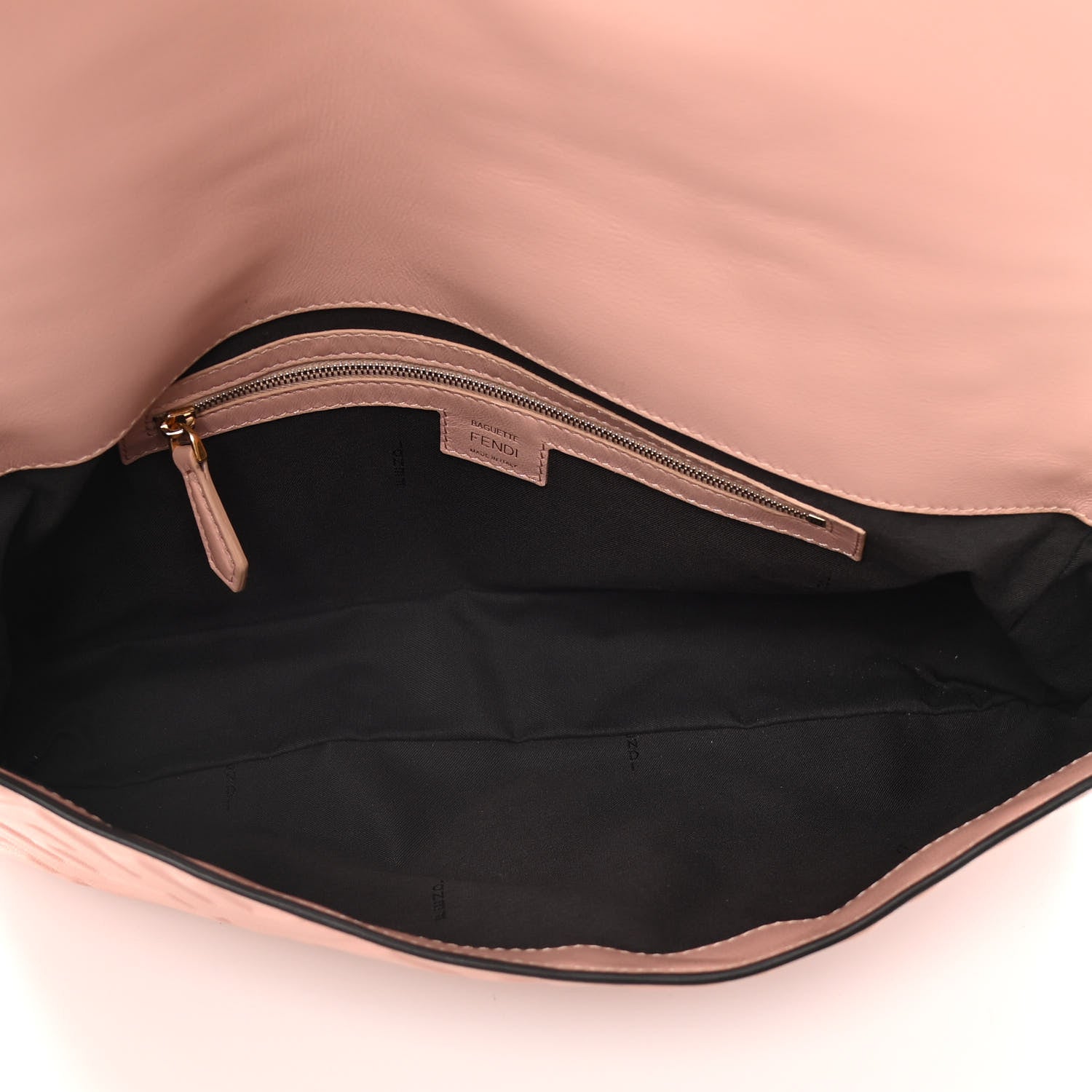 Fendi Nappa FF 1974 Embossed Large Baguette Rosa Bourbon 6 of 17