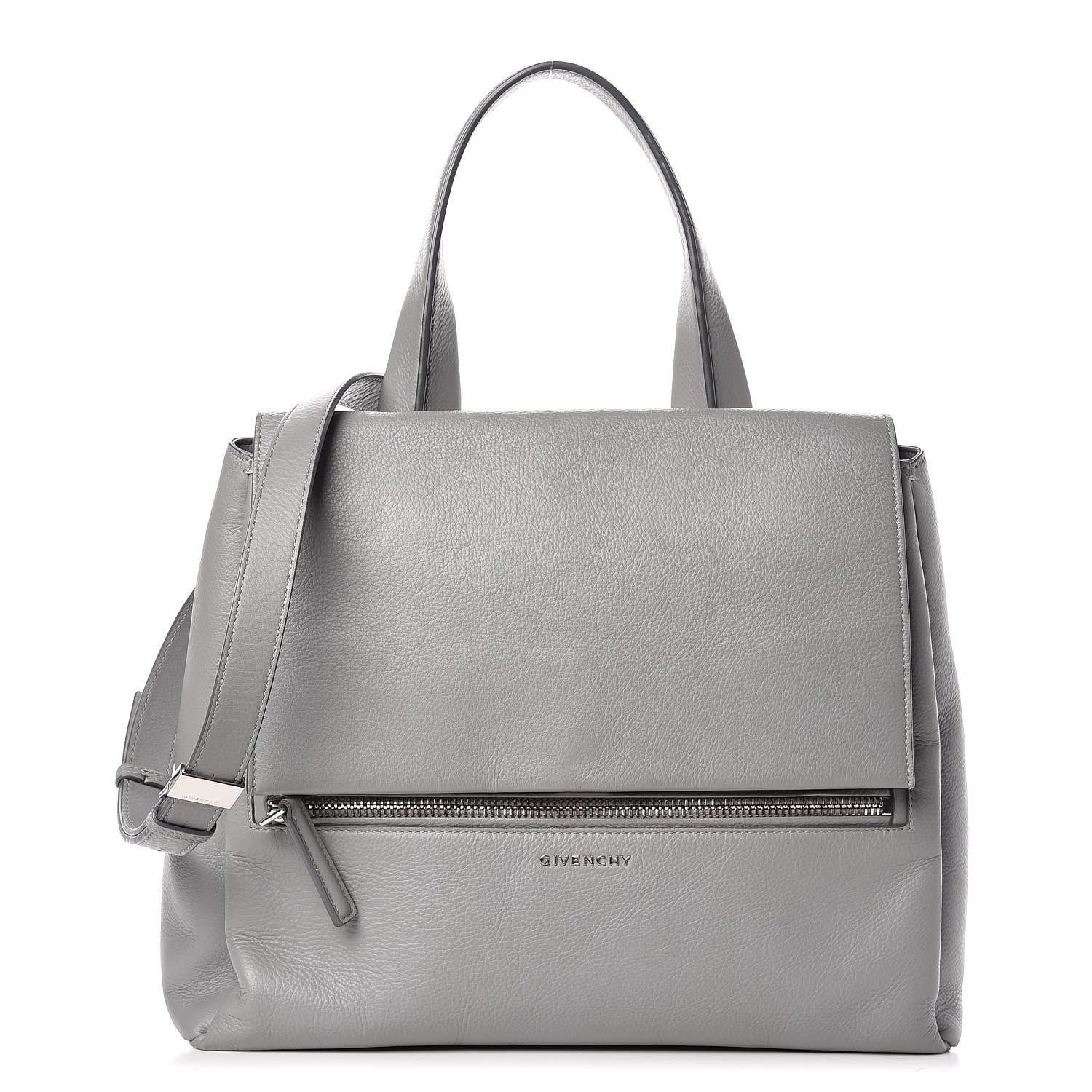 Givenchy Grained Calfskin Medium Pandora Pure Flap Bag Pearl Grey 1 of 9