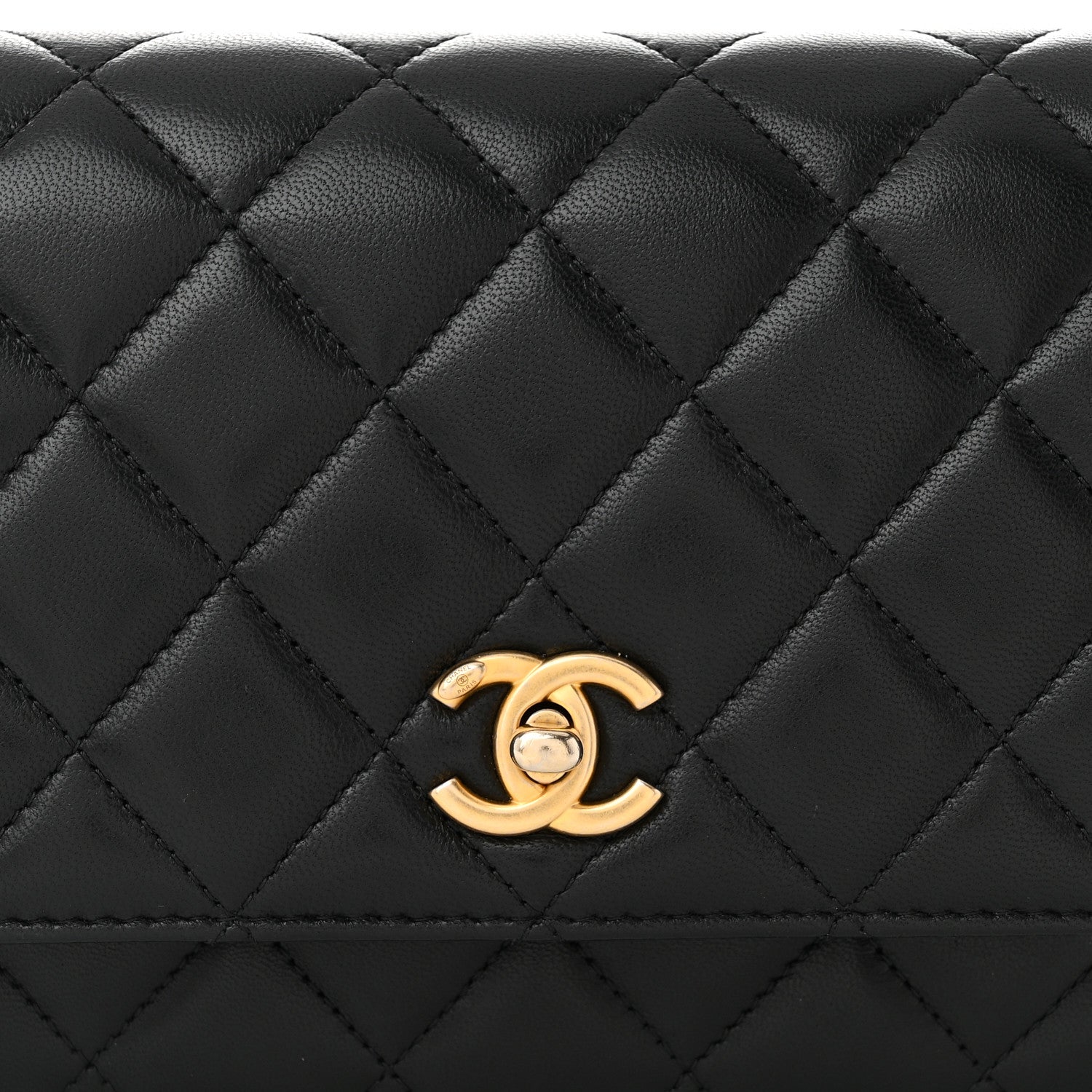 Chanel Lambskin Quilted CC Pearl Crush Wallet on Chain WOC Black 9 of 11