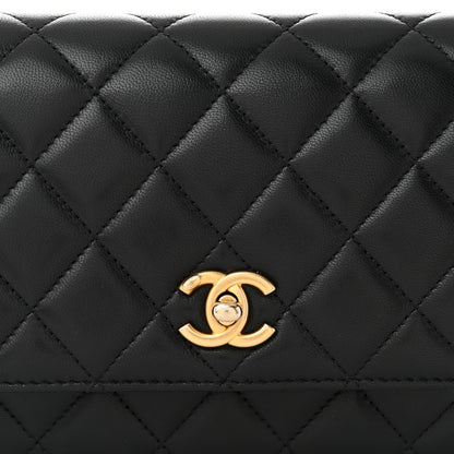 Chanel Lambskin Quilted CC Pearl Crush Wallet on Chain WOC Black 9 of 11