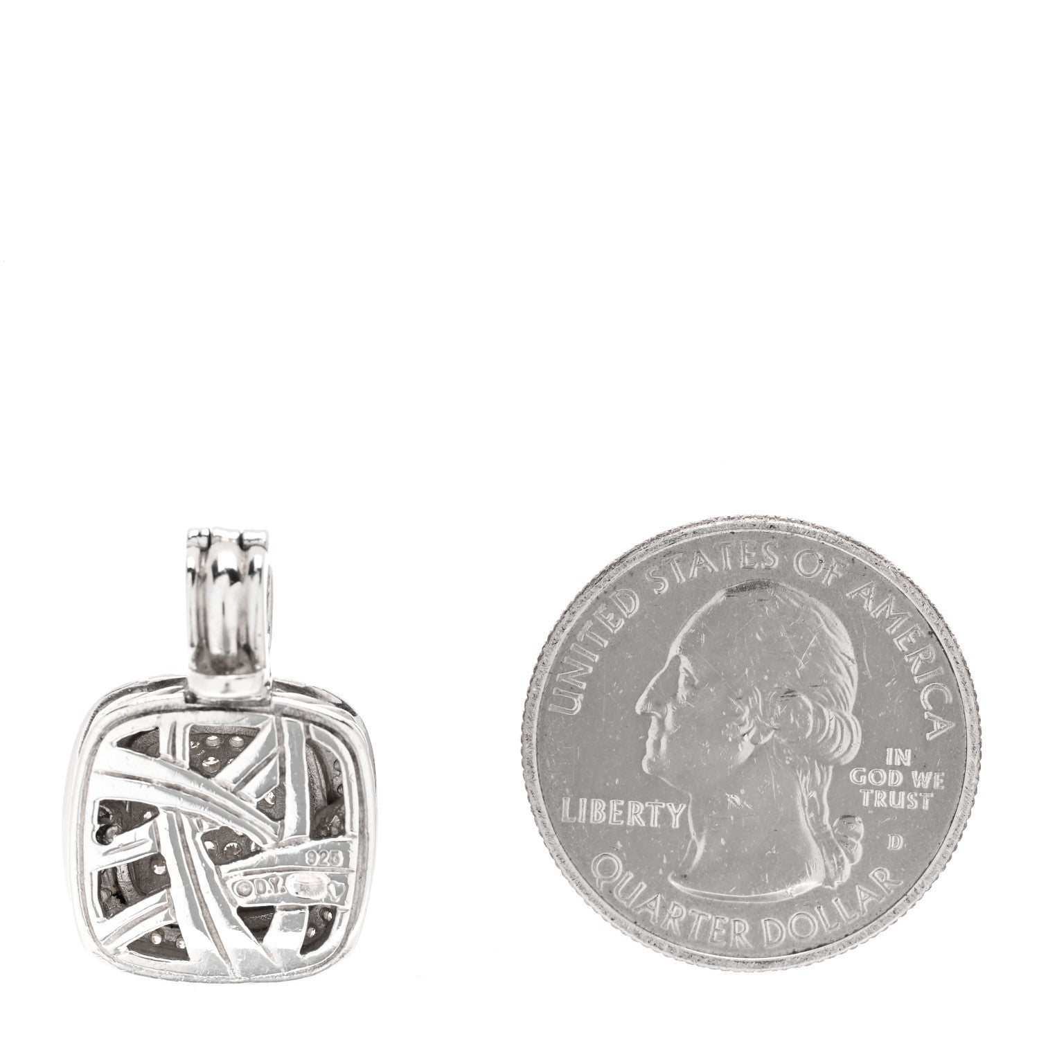 David Yurman Sterling Silver Pave Diamond 10mm Albion Pendant 2 of 3