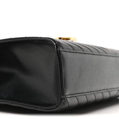 Saint Laurent Grain De Poudre Textured Mixed Matelasse Large Triquilt Monogram Satchel Black 9 of 10