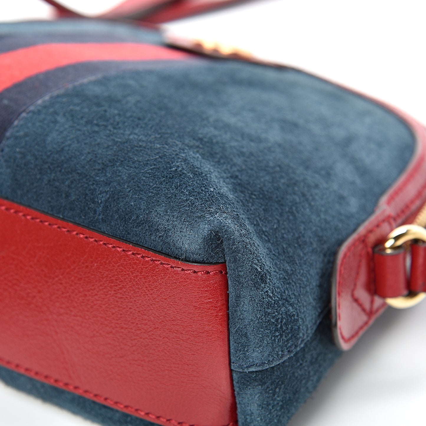 Suede Calfskin Web Small Ophidia Dome Shoulder Bag New Blue Romantic Cherry