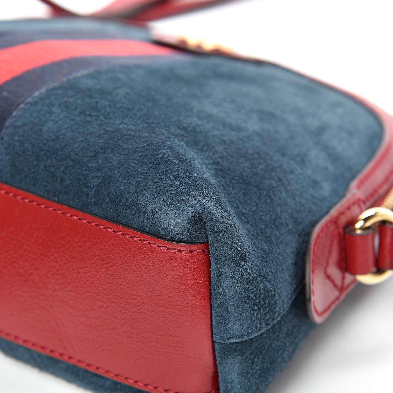Gucci Suede Calfskin Web Small Ophidia Dome Shoulder Bag New Blue Romantic Cherry 9 of 13