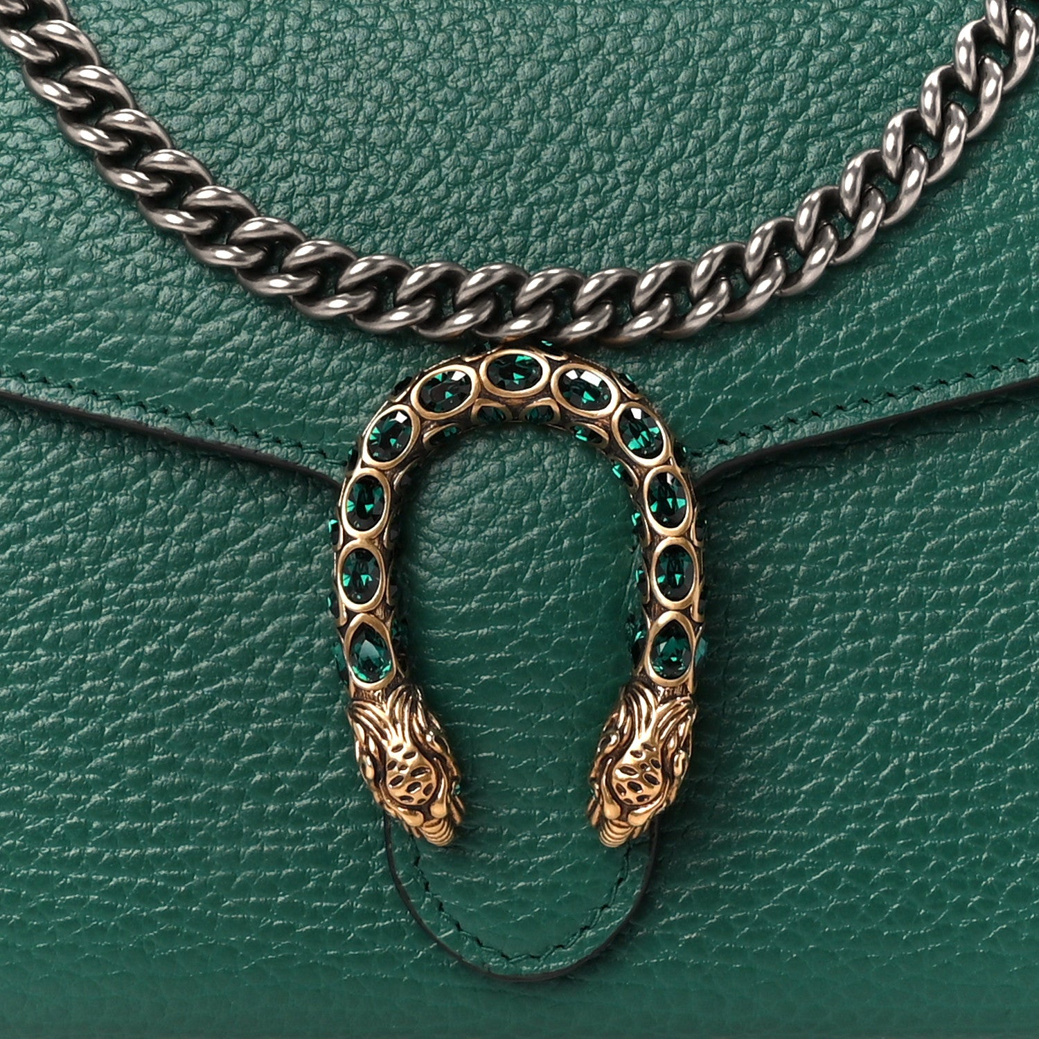 Gucci Calfskin Mini Dionysus Chain Wallet Emerald 10 of 12