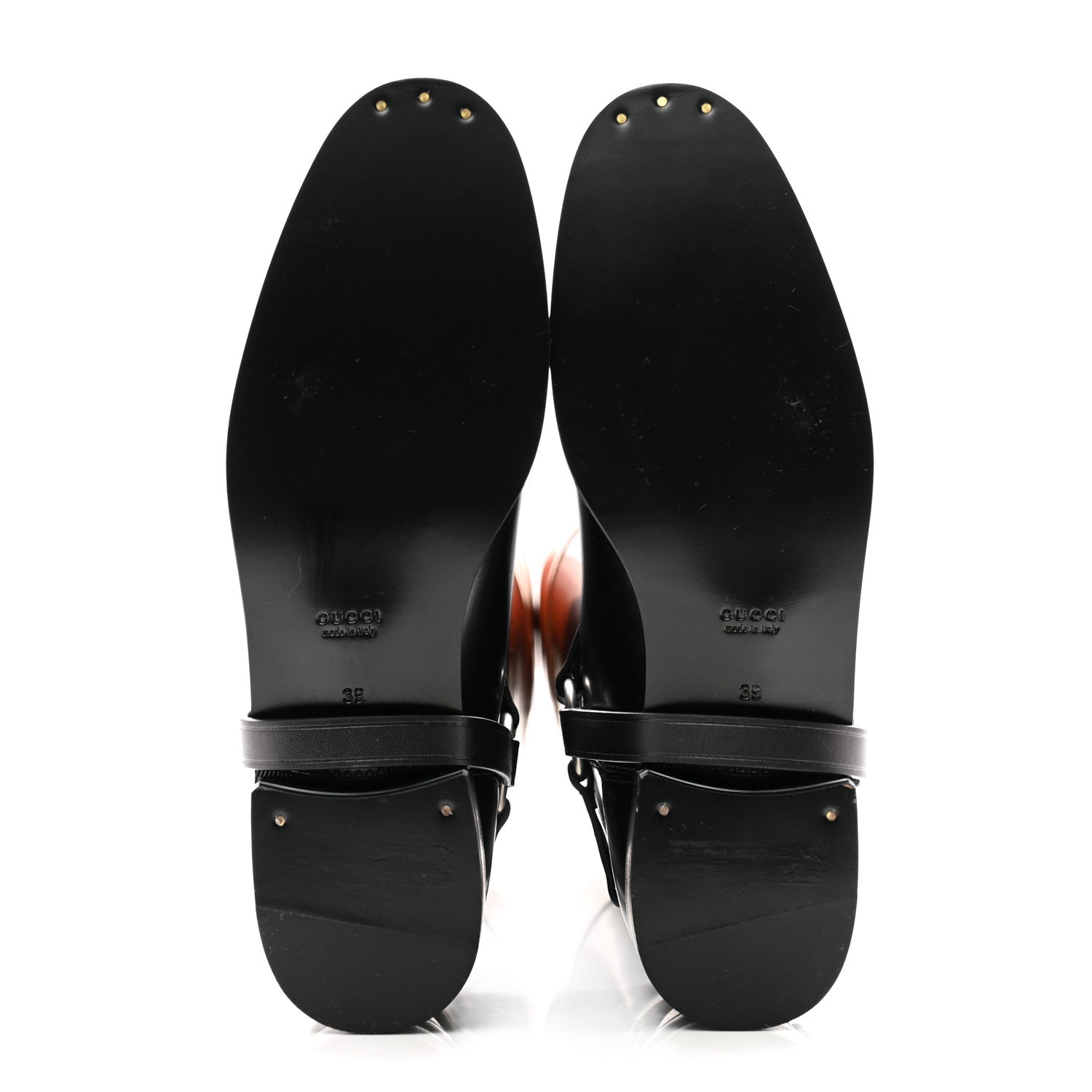 Gucci Calfskin Zelda Harness Riding Boots 39 Black Amber 5 of 9