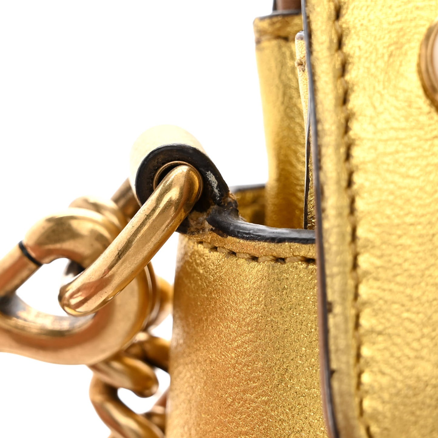 Metallic Nappa Pearl Studded Mini Queen Margaret Broadway Shoulder Bag Gold