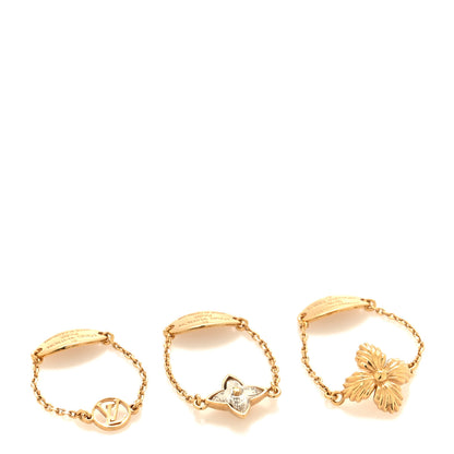 Louis Vuitton Crystal Blooming Strass Ring Set M Gold 1 of 6