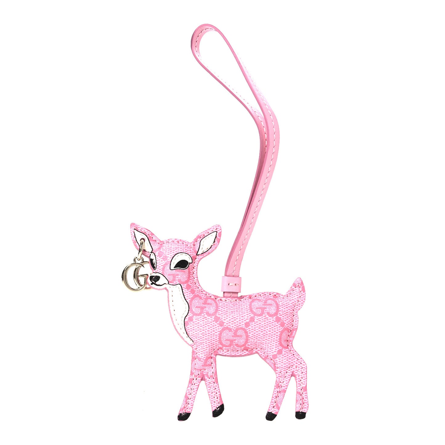 GG Supreme Monogram Deer Shaped Bag Charm Pink