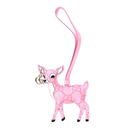 Gucci GG Supreme Monogram Deer Shaped Bag Charm Pink 1 of 3