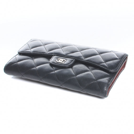 Chanel Lambskin Quilted Large Flap Wallet Black 4 of 9