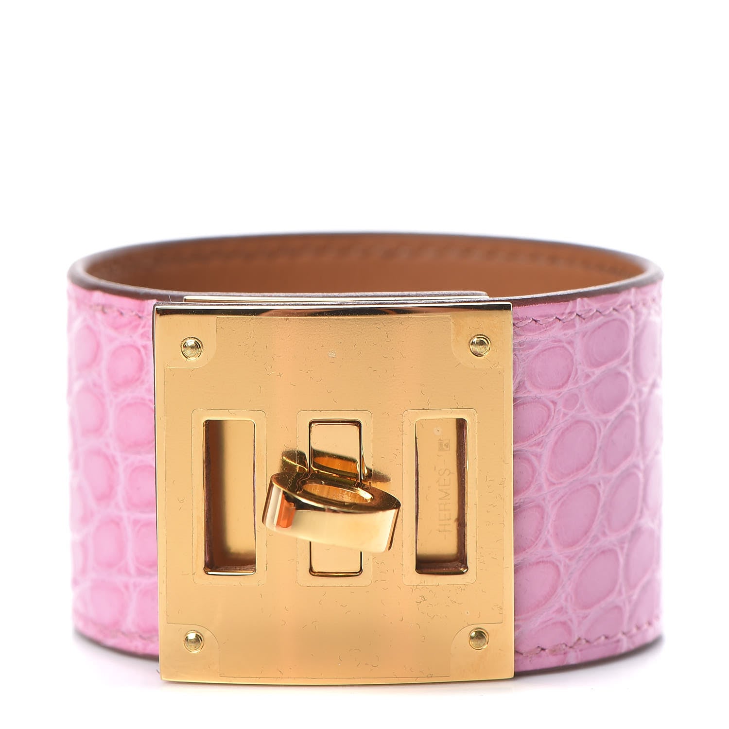 Hermes Matte Alligator Kelly Dog Bracelet T2 5P Pink 1 of 6