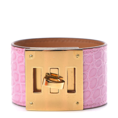 Hermes Matte Alligator Kelly Dog Bracelet T2 5P Pink 1 of 6