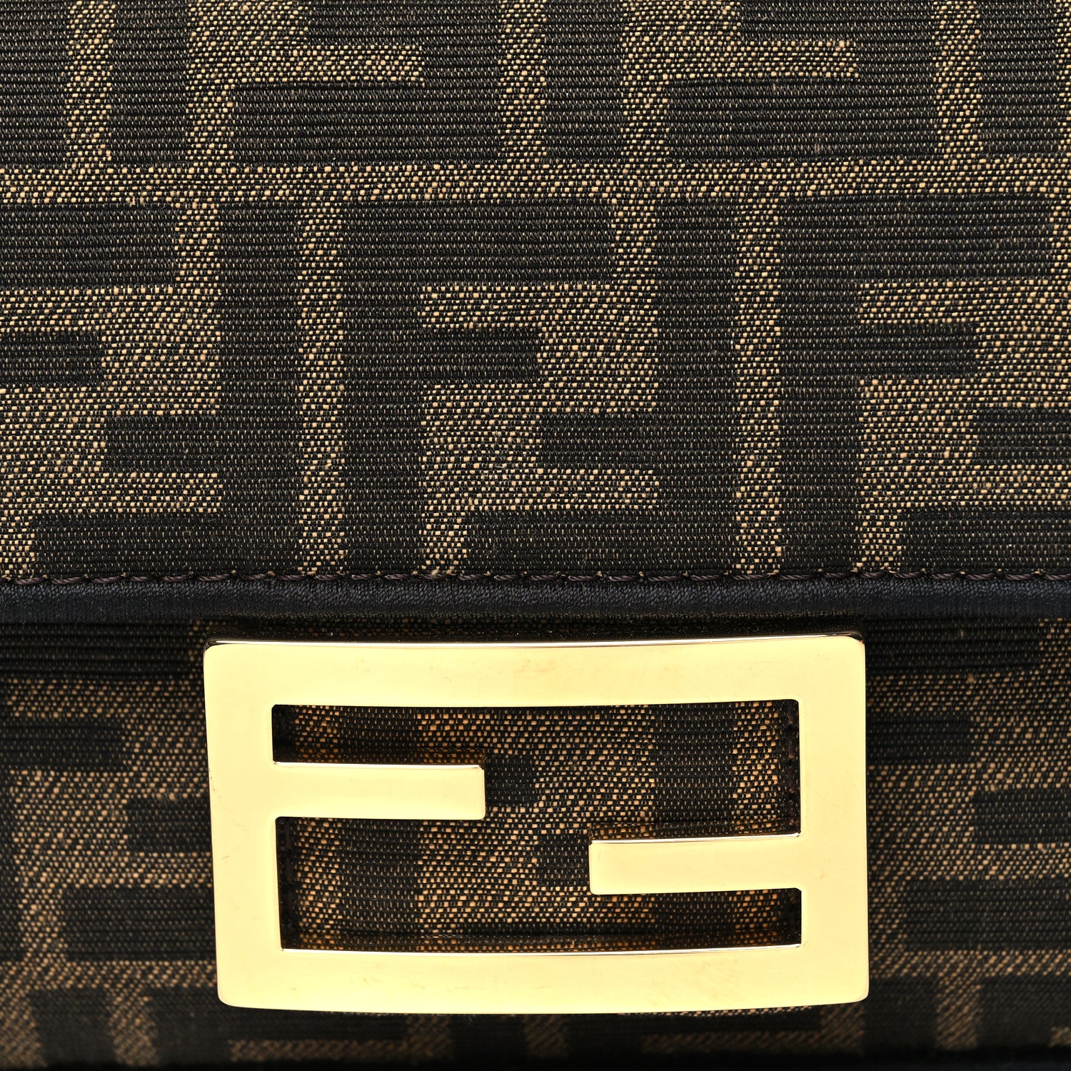 Fendi Fabric Jacquard FF 1974 Mini Baguette Tobacco Moro Black 9 of 11